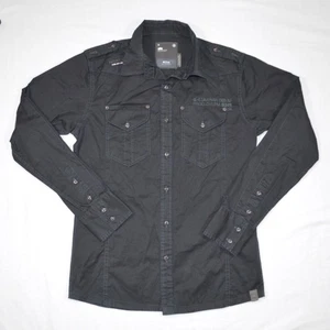G Star Raw Denim Mens Collared Black Cotton Button Up Shirt Long Sleeve Size M - Picture 1 of 9