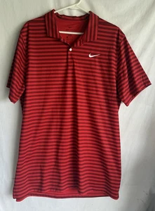 Nike Dri-Fit Golf Shirt Men’s XL Red Stripe Short Sleeves Standard Fit Polo - Picture 1 of 3