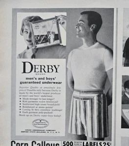 1958 Mens And Boys Derby Brand Underwear Vintage Fashion Ad - Picture 1 of 1