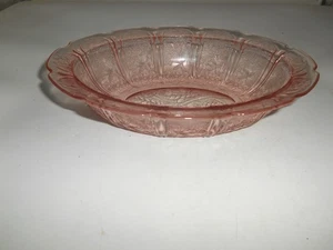 Excellent Jeanette Pink Cherry Blossom depression glass 9" Oval Bowl - Picture 1 of 7