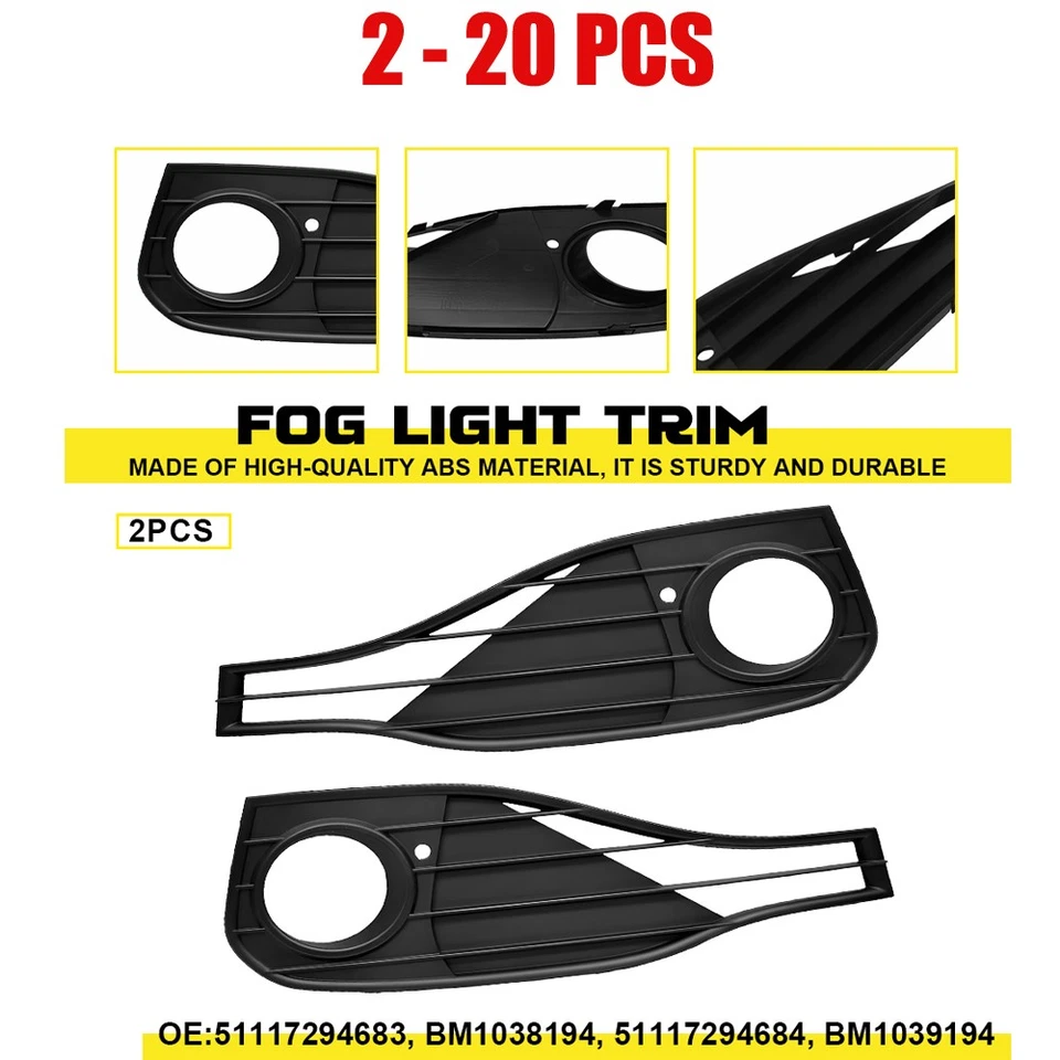 Cubierta de luz antiniebla con inserción de parachoques delantero 2-20X negra para BMW 2014-16 428i xDrive Base Foto 1 de 4