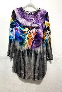 SPACE STYLE CONCEPT Seidenkleid Langarm Abstrakt Fuchs Multi Leicht 42 - Bild 1 von 10