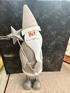 Weihnachtsmann Nikolaus Weihnachten Metall Silber Glitzer Farbe. Ca. 31 cm - Bild 1 von 6