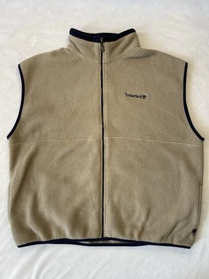 Timberland Vest Mens XL Cream/Tan Fleece Polartec Full Zip Outdoor Workwear - Image 1 of 4