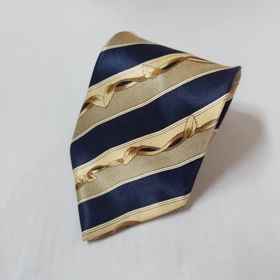 GIORGIO ARMANI Men's Silk Necktie ITALY Luxury Stripe Tan/Blue EUC Stunning - Image 1 of 4