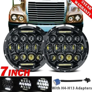 Pair 7" INCH LED Headlights DRL Hi-Lo Beam Lamp for Freightliner Century Class - Picture 1 of 12