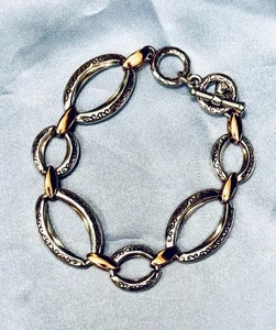 Brighton gravierte zweifarbige ovale Gliederarmband   - Bild 1 von 5