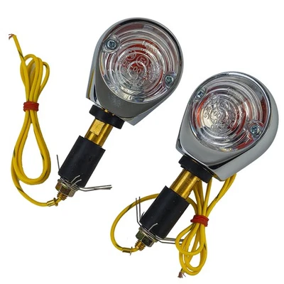 Motorrad Ochsenaugenblinker Lenkerendenblinker Chrom Klar mit E-Prüfzeichen - Bild 1 von 2