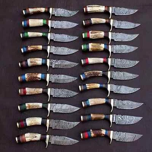 Lot of 40Pcs Custom Handmade Damascus Steel 6" Thick Stag Horn Knives - From USA - Picture 1 of 6