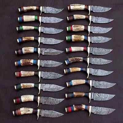 FORGE AND FIELD KNIVES Lot of 40Pcs Custom Handmade Damascus Steel 6" Thick Stag Horn Knives - From USA