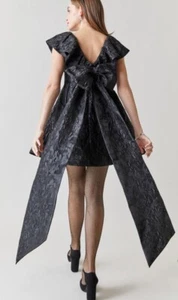 Francesca's NWT Nelda Oversized Bow Mini Dress - Black - Size Large - Picture 1 of 4