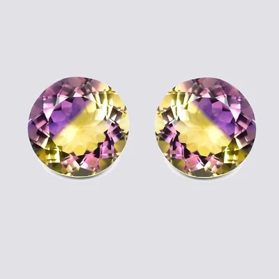 1 Pair 14 x 14 MM Natural Bi-Color Bolivia Ametrine Untreated Gemstone Certified - Image 1 of 4