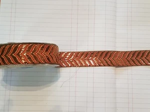 28mm ORANGE bronze metallic embroidered ribbon applique motif trim Indian - Picture 1 of 1