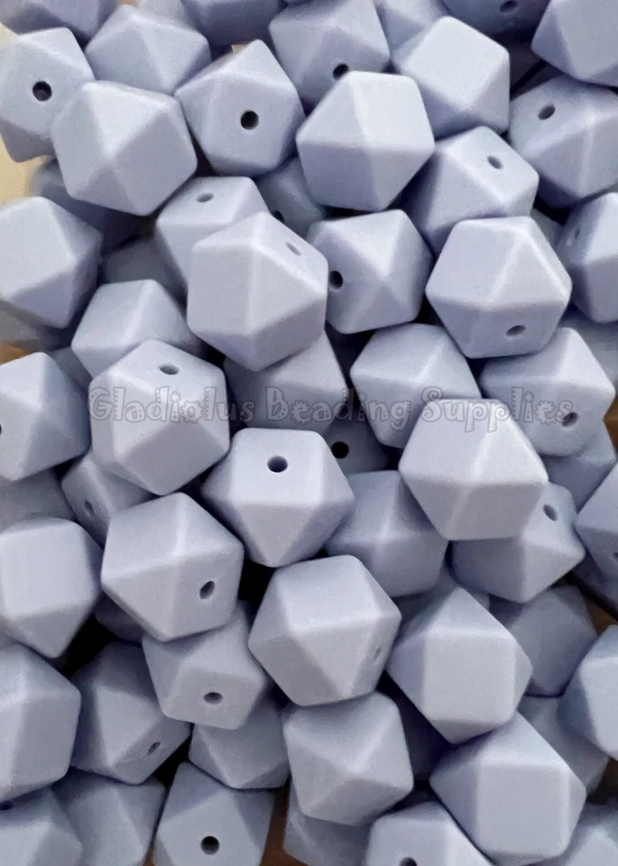 25 Qty 14mm Taro Purple Hexagon Silicone Beads, Loose Beads Foto 1 de 1