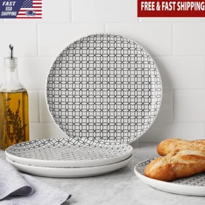 4 Pack Stoneware Dinner Plates Microwave Dishwasher Safe 10.5 Inch Durable Set - Picture 1 of 5