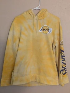 Hollister Los Angeles Lakers World Champ Size Large Yellow Tie-Dye Hoodie - Picture 1 of 3
