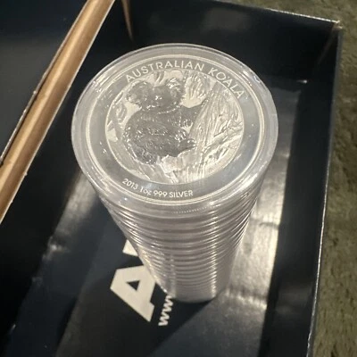 Moneda australiana de plata Koala 2013 de 1 oz en cápsula rollo completamente sellado X20 Foto 1 de 4