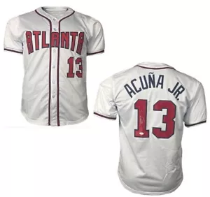 Ronald Acuna Jr. Autographed White Atlanta Custom Baseball Jersey JSA - Picture 1 of 4