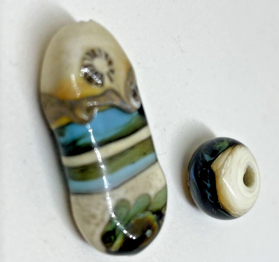 Glass Lampwork Bead SRA Glass Donut And Focal Beach Look - Image 1 of 4