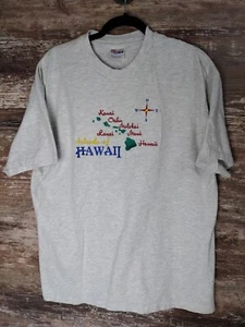 Vintage Maui T-Shirt Men's XL The Island Of Hawaii Gray Heavy Cotton Aloha Map - Picture 1 of 6