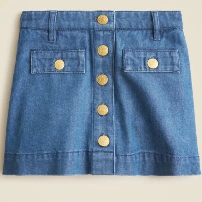 J Crew Girls' button-up skirt in drapey denim Size 10 - Image 1 of 4
