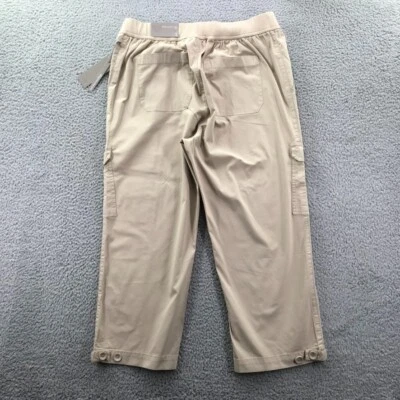 Pantalón cargo SOFT AROUND para mujer talla L 14/16 caqui recortado pierna recta NUEVO Foto 1 de 4