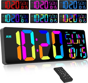 Large Digital Wall Clock with Remote Control, 17 Inch LED Large Display Count up - Picture 1 of 7