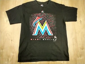 Camisa Majestic Miami Marlins Juvenil Mediana Negra Blanca MLB Béisbol Niños Niños - Imagen 1 de 4