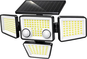 Solar Outdoor Lights - 3000LM 188 LED Motion Sensor Outdoor Lights, 4 Heads IP65 - Picture 1 of 11