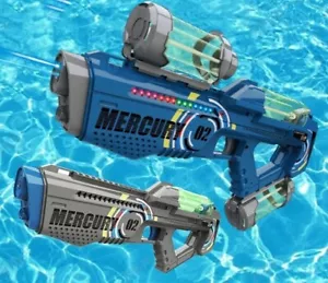 PISTOLA AD ACQUA ELETTRICA AUTOMATICA CON LUCI LED E SUONI COLORI BLU GRIGIO - Foto 1 di 19