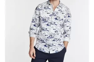 Nautica Herren Segeldruck klassische Passform Stretch Button Down Shirt Größe - M - Bild 1 von 4