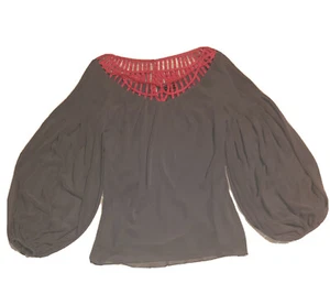 Marks & Spencer Grey Pink Lattice Cutout Neckline Statement Blouse UK 8 *bnwt* - Picture 1 of 10