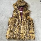 Mossimo Faux Fur Vest M Brown Black with Multicolor Lining Trendy Women's
