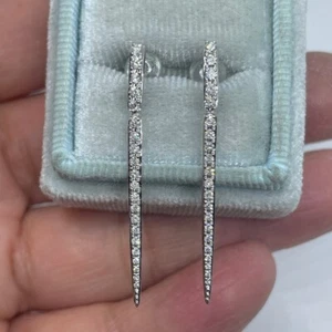 14K White Gold Diamond Drop 0.50 Ct Round Certified Lab Created Women Earrings - Picture 1 of 8