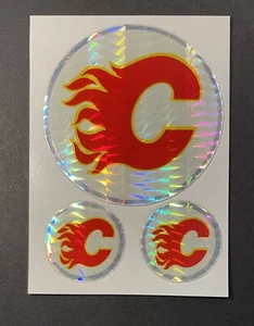 Calgary Flames Original Foil Decal Stamp Kodak Paper Rare 3 1/2 x 2 1/2" 3 Per - Bild 1 von 2