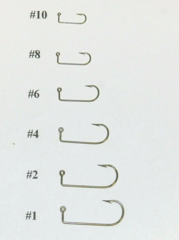 100 MUSTAD 32755BR BRONZE REGULAR BEND JIG HOOKS DO IT Molds Sizes #10 Thru #4/0 - Image 1 of 1
