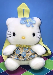MOCHILA DE PELUCHE HELLO KITTY, 9” FELPA GATITO, CORREAS AMARILLAS, RARA Y DIFÍCIL DE ENCONTRAR, 2001! - Imagen 1 de 21