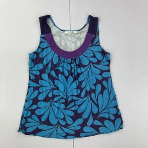BODEN Top 14 Blue Purple Womens Sleeveless Round Neck Vest Floral - Picture 1 of 12
