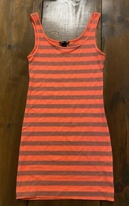 H & M Tshirt Tank Bodycon Stretch Dress Women's Size Small Neon Pink Gray - Picture 1 of 16