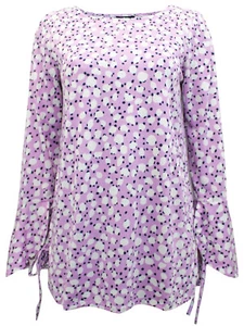 Ellos Ladies Lilac Printed Trumpet Sleeve Jersey Top - BNIP - Picture 1 of 4