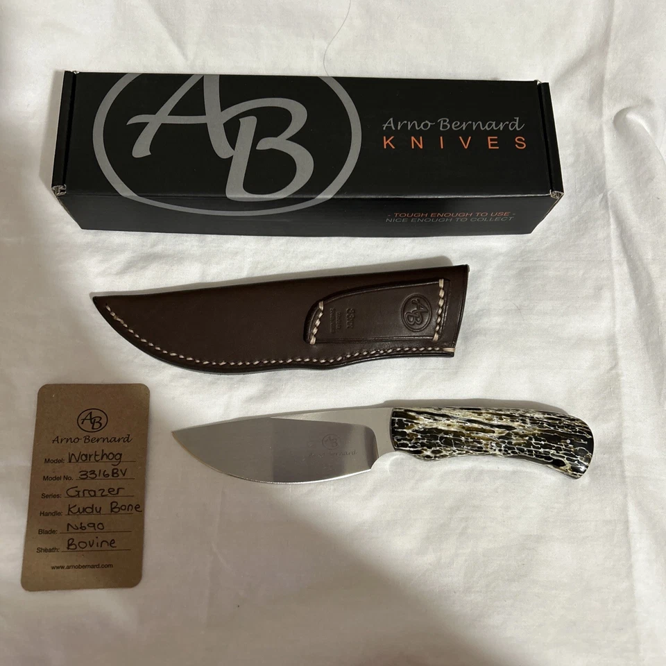 Arno Bernard Grazer Series #3316 Warthog Knife N690 Blade / Warthog Kudo Bone - Image 1 of 4