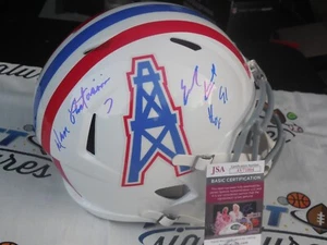 Earl Campbell Dan Pastorini dual signed Houston Oilers full size helmet JSA COA - Picture 1 of 3