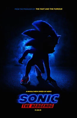 AA3887 Sonic the Hedgehog Film By Jeff Fowler 2020 Silhouette Movie Poster 11x17 - Image 1 of 4
