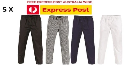 5 X Pantalones de Chef Poliéster Algodón con Cordón - Ropa de Trabajo DNC 1501 Foto 1 de 4