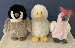 Webkinz 3 Piece Bird Lot Pink Cockatoo, Duck, Baby Penguin No Codes