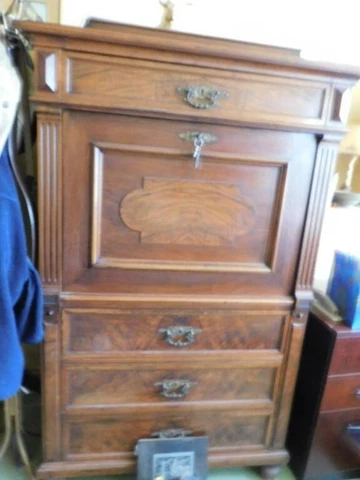 Antique Austrian Biedermeier Walnut Secretary Dresser 19th century  1840-1850's Cover