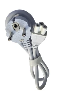 White C5 EU Power Cable 0.6m EU European Schuko 2 pin to Clover Leaf - Picture 1 of 3