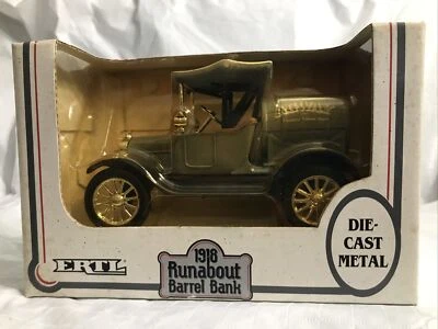 ERTL 1918 Ford Runabout Barrel Bank 1/25 Scale Die Cast Metal Locking Coin Bank  - Image 1 of 4
