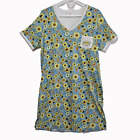 Mary Engelbreit Little Flower Floral Pajama Shirt Knit Blue Size Large