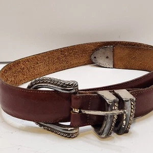 Cinturón de cuero Brighton 1993 vintage para mujer marrón L34 X 1 1/8" con hebilla tiene pátina - Imagen 1 de 12